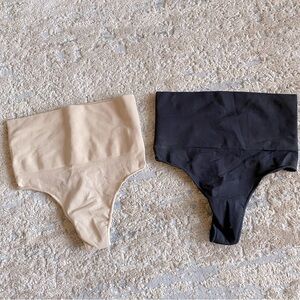 Skims Everyday Sculpt Seamless Thong Panties Compression 2 Pack Tan Black: L-XL